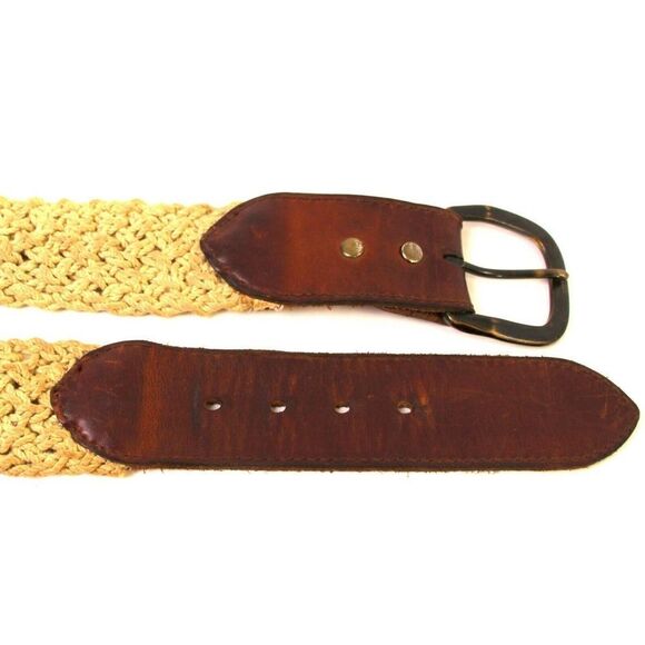 VTG CORD BRAIDED BRAWN GENUINE LEATHER 1 3/4"Wd CASUAL WOMEN'S BELT Sz M/L (15D - Picture 7 of 8